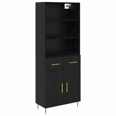 vidaXL Buffet haut noir aspect chêne 69,5 x 34 x 180 cm Bois d'ingénierie