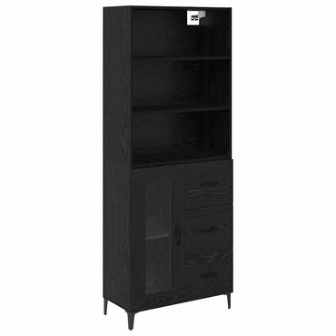 vidaXL Buffet haut noir aspect chêne 69,5 x 34 x 180 cm Bois d'ingénierie