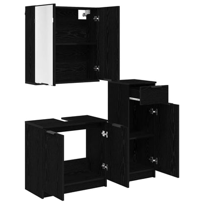 vidaXL Badezimmermöbel-Set 3 pcs Schwarz Eichen-Optik Holzwerkstoff
