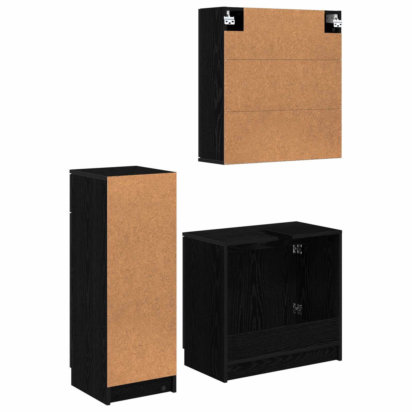 vidaXL Badezimmermöbel-Set 3 pcs Schwarz Eichen-Optik Holzwerkstoff