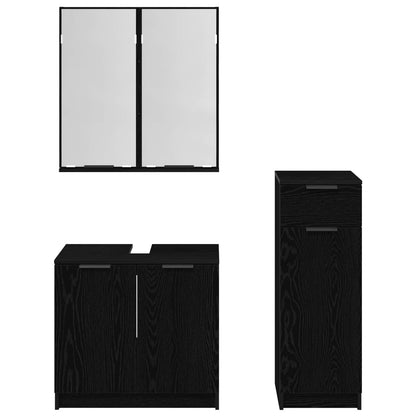 vidaXL Badezimmermöbel-Set 3 pcs Schwarz Eichen-Optik Holzwerkstoff