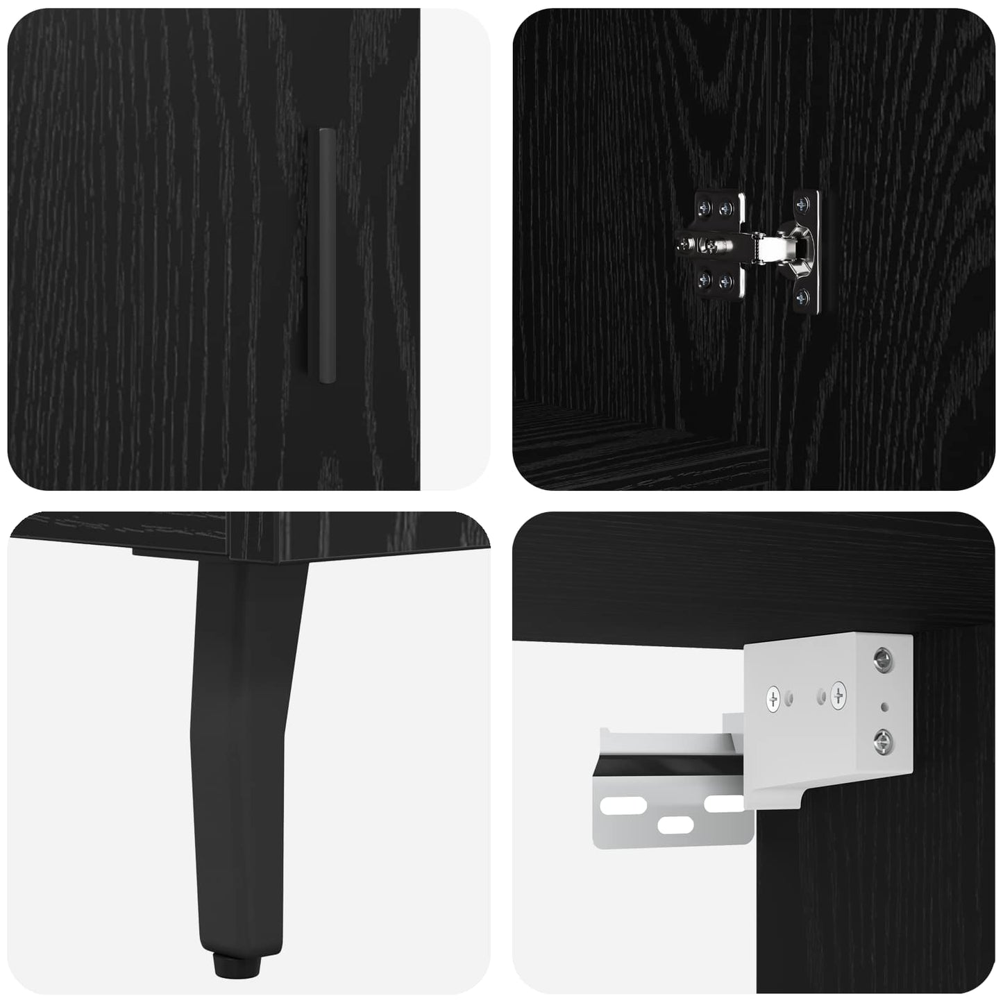 vidaXL Highboard 2 pcs Schwarz Eichen-Optik Engineered Wood und Glas