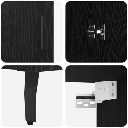 vidaXL Highboard 2 pcs Schwarz Eichen-Optik Engineered Wood und Glas