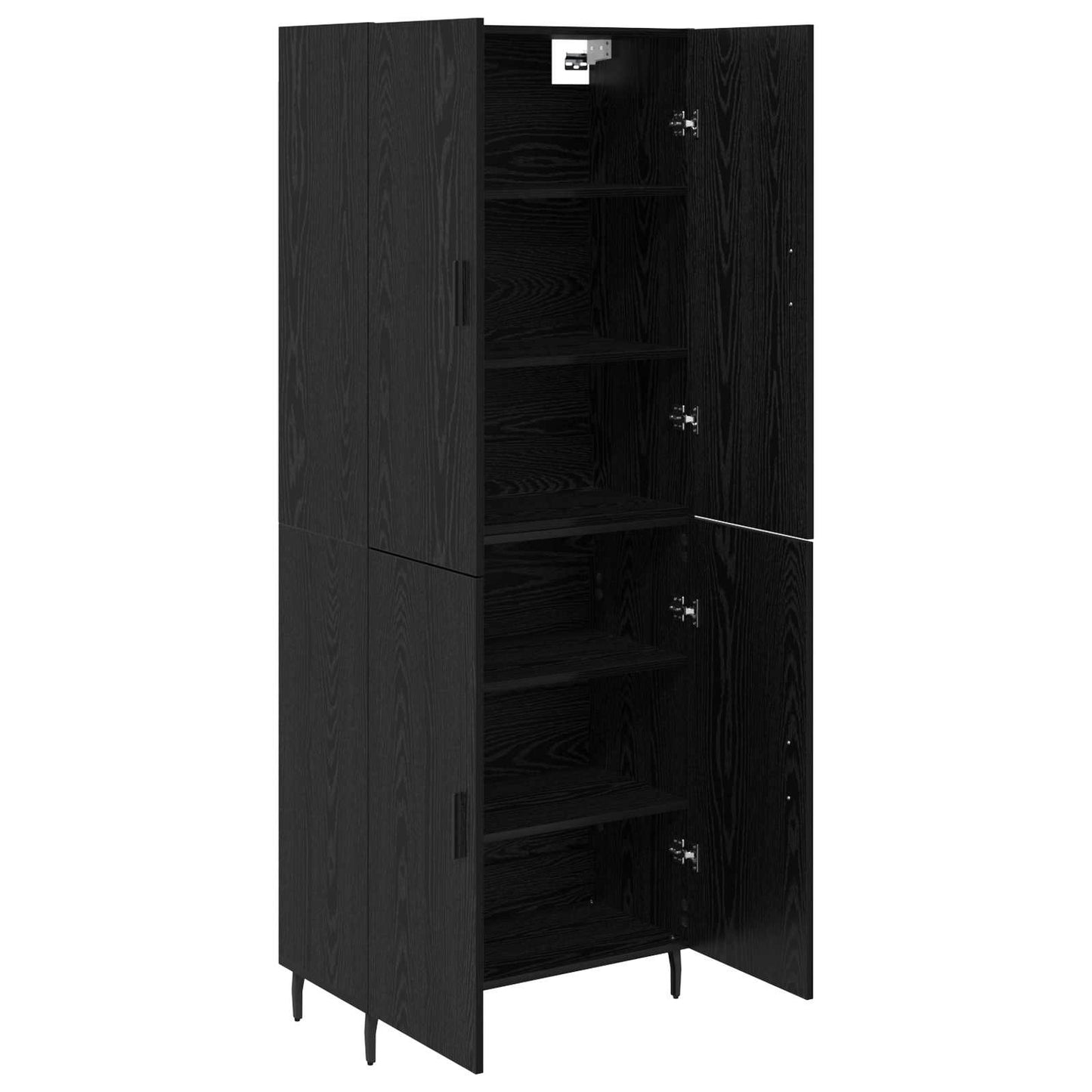 vidaXL Highboard 2 pcs Schwarz Eichen-Optik Engineered Wood und Glas