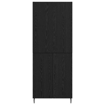 vidaXL Highboard 2 pcs Schwarz Eichen-Optik Engineered Wood und Glas