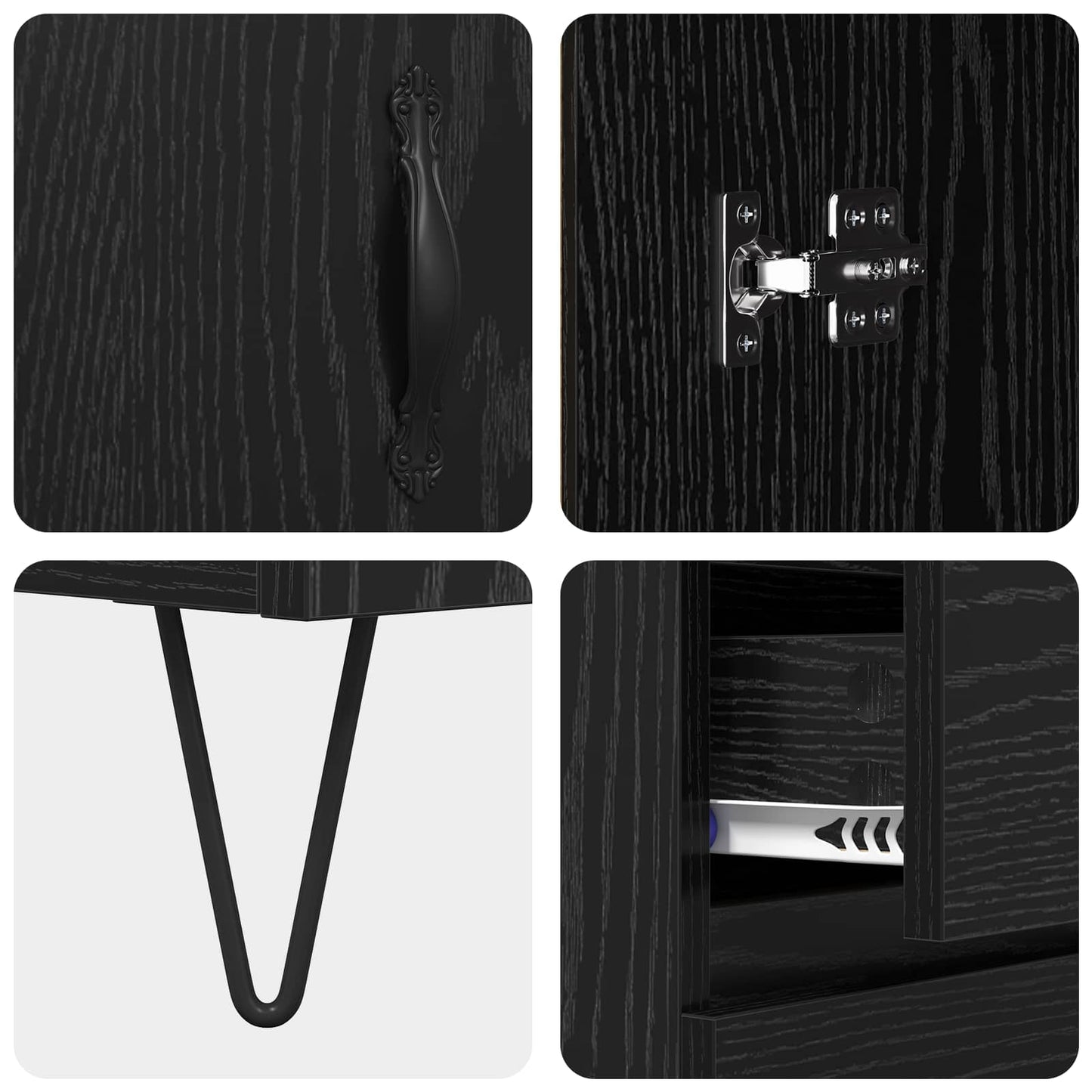 vidaXL Highboard 2 pcs Schwarz Eichen-Optik Holzwerkstoff
