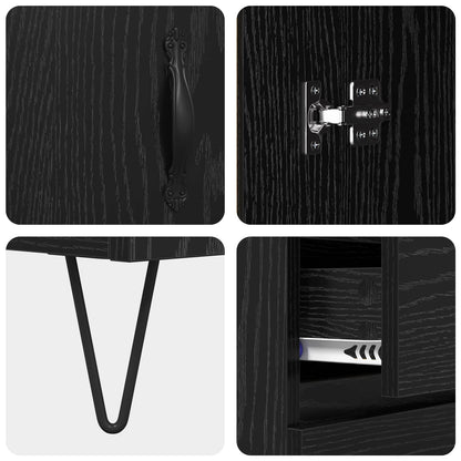 vidaXL Highboard 2 pcs Schwarz Eichen-Optik Holzwerkstoff