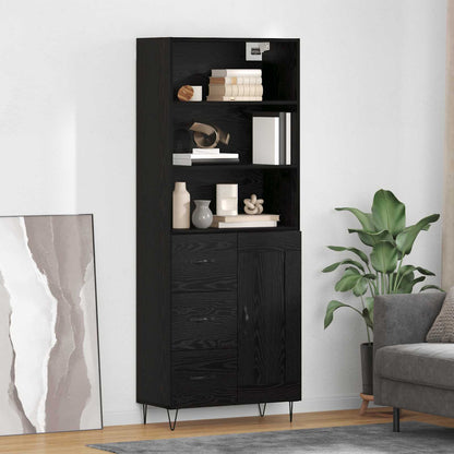 vidaXL Highboard 2 pcs Schwarz Eichen-Optik Holzwerkstoff