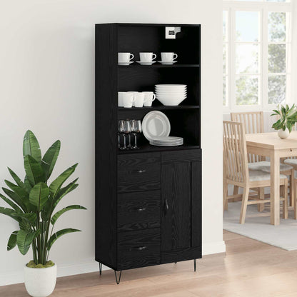 vidaXL Highboard 2 pcs Schwarz Eichen-Optik Holzwerkstoff