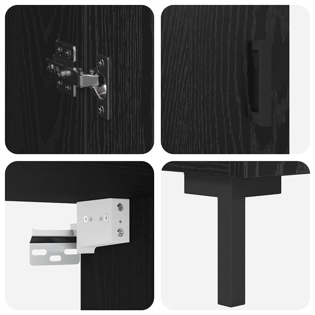 vidaXL Buffet haut 2 pcs Noir aspect chêne Bois d'ingénierie