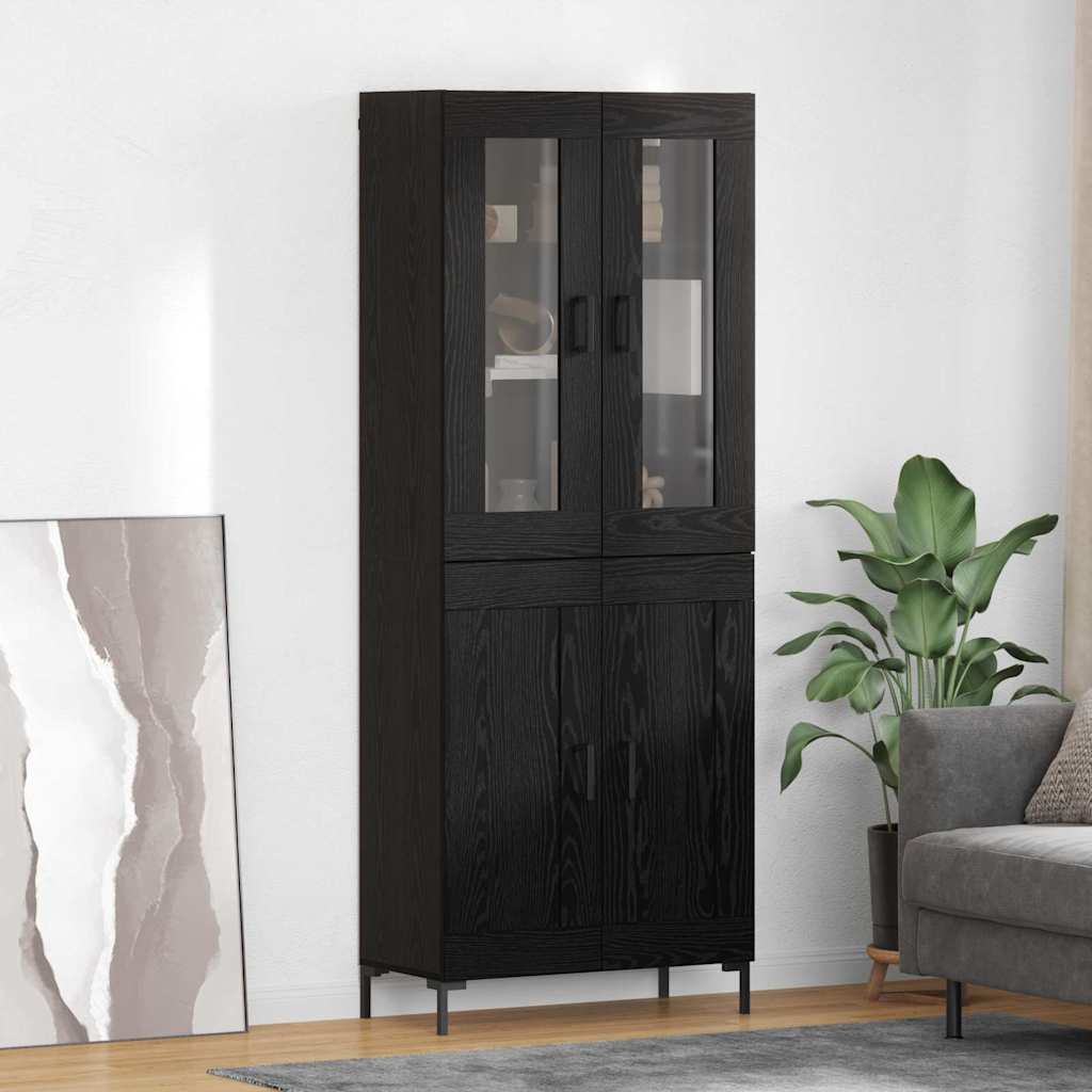 vidaXL Buffet haut 2 pcs Noir aspect chêne Bois d'ingénierie