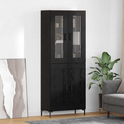 vidaXL Buffet haut 2 pcs Noir aspect chêne Bois d'ingénierie