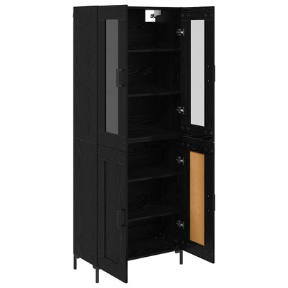 vidaXL Buffet haut 2 pcs Noir aspect chêne Bois d'ingénierie