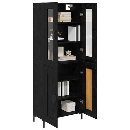 vidaXL Buffet haut 2 pcs Noir aspect chêne Bois d'ingénierie