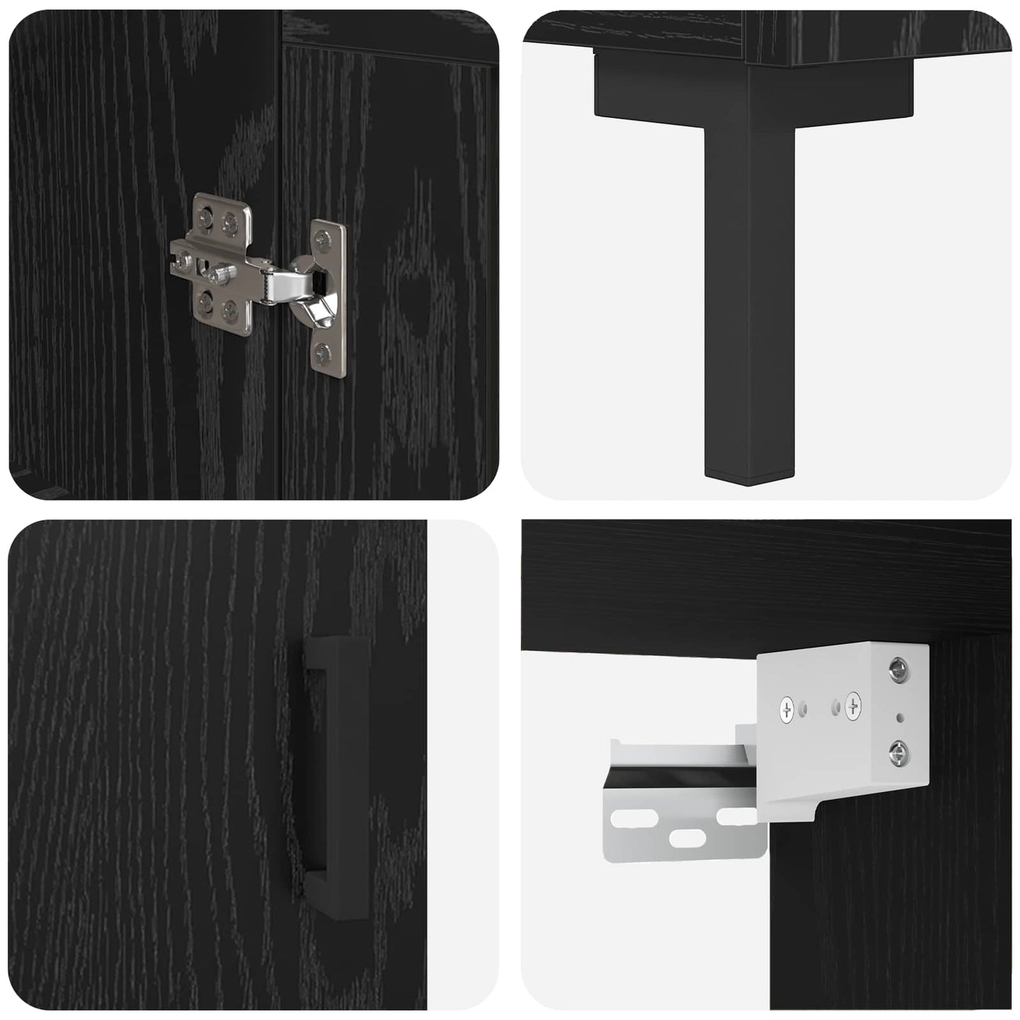 vidaXL Highboard 2 pcs Schwarz Eichen-Optik Holzwerkstoff