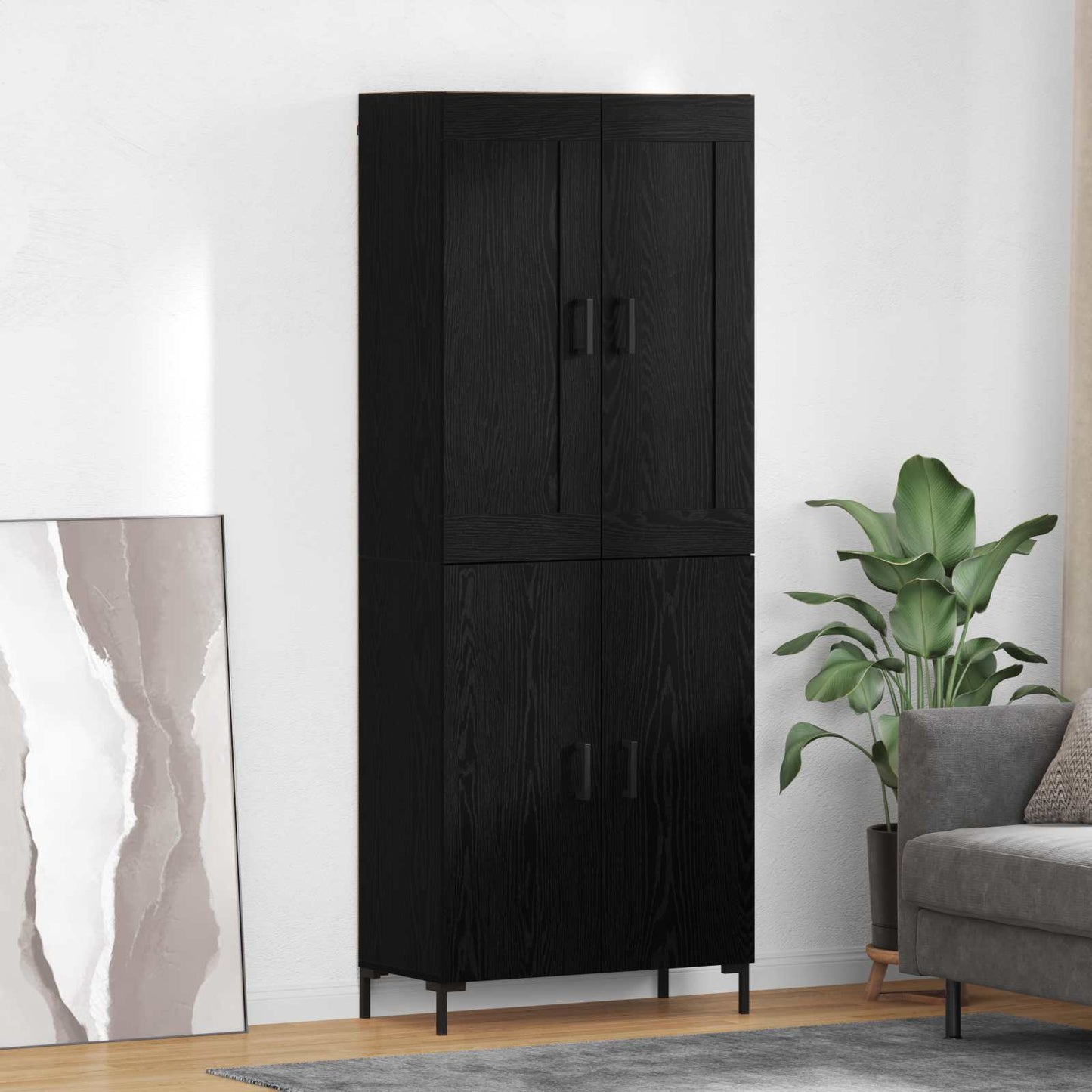 vidaXL Highboard 2 pcs Schwarz Eichen-Optik Holzwerkstoff
