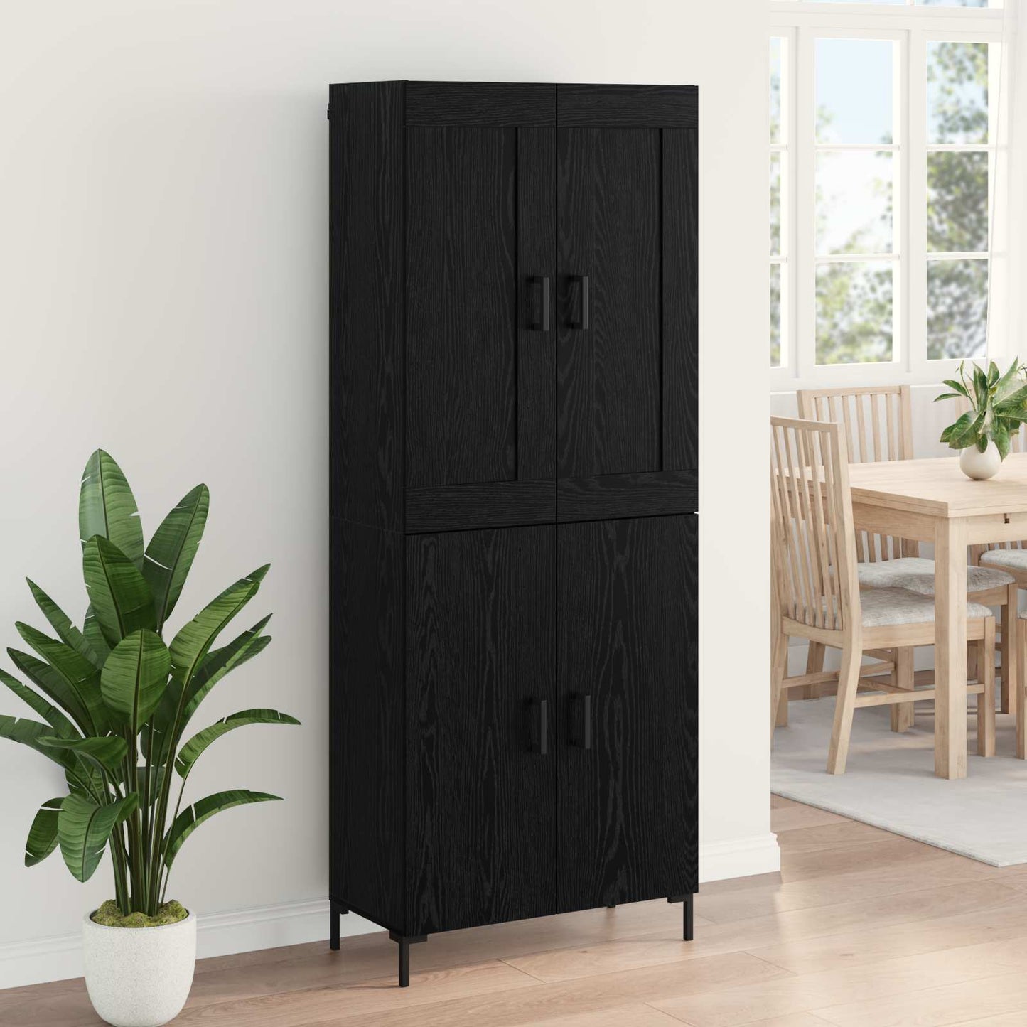 vidaXL Highboard 2 pcs Schwarz Eichen-Optik Holzwerkstoff