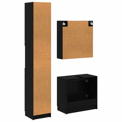 vidaXL Badezimmerschrank-Set 3 Stück Schwarz Eichen-Optik Holzwerkstoff