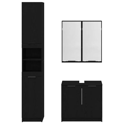 vidaXL Badezimmerschrank-Set 3 Stück Schwarz Eichen-Optik Holzwerkstoff