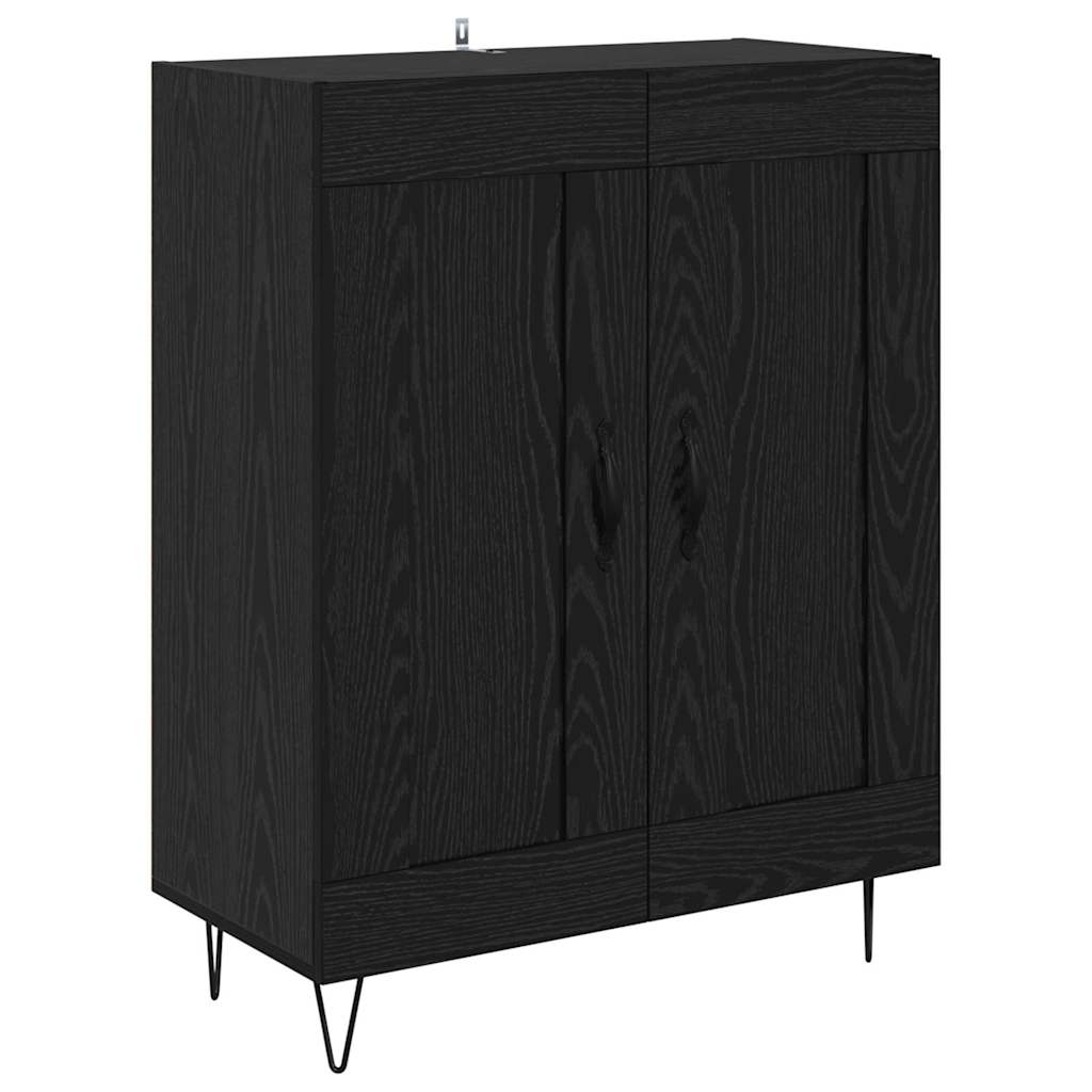 vidaXL Highboard 2 Stück Schwarz Eichen-Optik Ingenieurholz und Glas