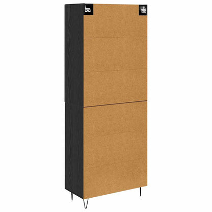 vidaXL Highboard 2 Stück Schwarz Eichen-Optik Ingenieurholz und Glas