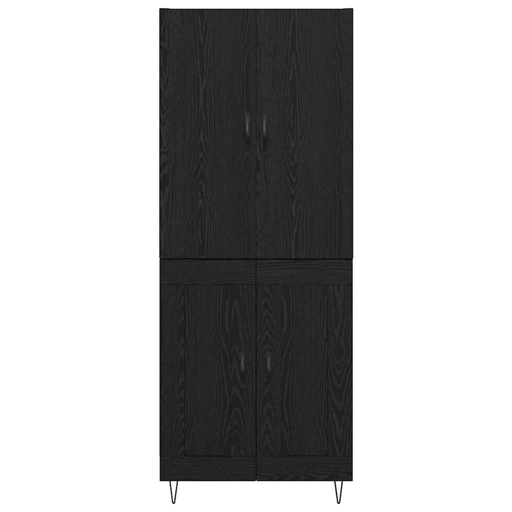 vidaXL Highboard 2 Stück Schwarz Eichen-Optik Ingenieurholz und Glas