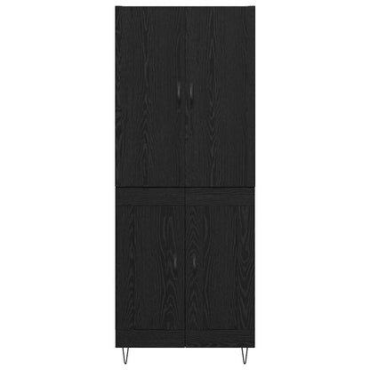 vidaXL Highboard 2 Stück Schwarz Eichen-Optik Ingenieurholz und Glas