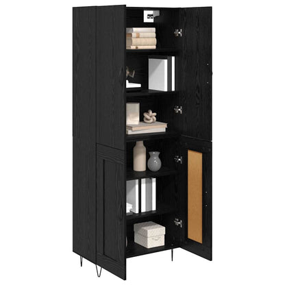 vidaXL Highboard 2 Stück Schwarz Eichen-Optik Ingenieurholz und Glas