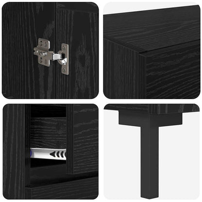 vidaXL Highboard 2 pcs Schwarz Eichen-Optik Holzwerkstoff