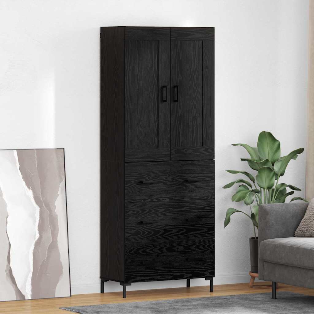 vidaXL Highboard 2 pcs Schwarz Eichen-Optik Holzwerkstoff