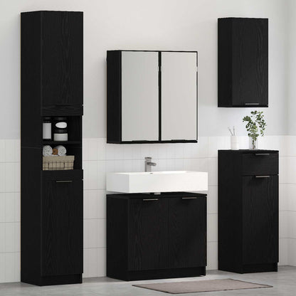 vidaXL Badezimmermöbel-Set 5 pcs Schwarz Eichen-Optik Holzwerkstoff