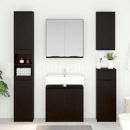 vidaXL Badezimmermöbel-Set 5 pcs Schwarz Eichen-Optik Holzwerkstoff
