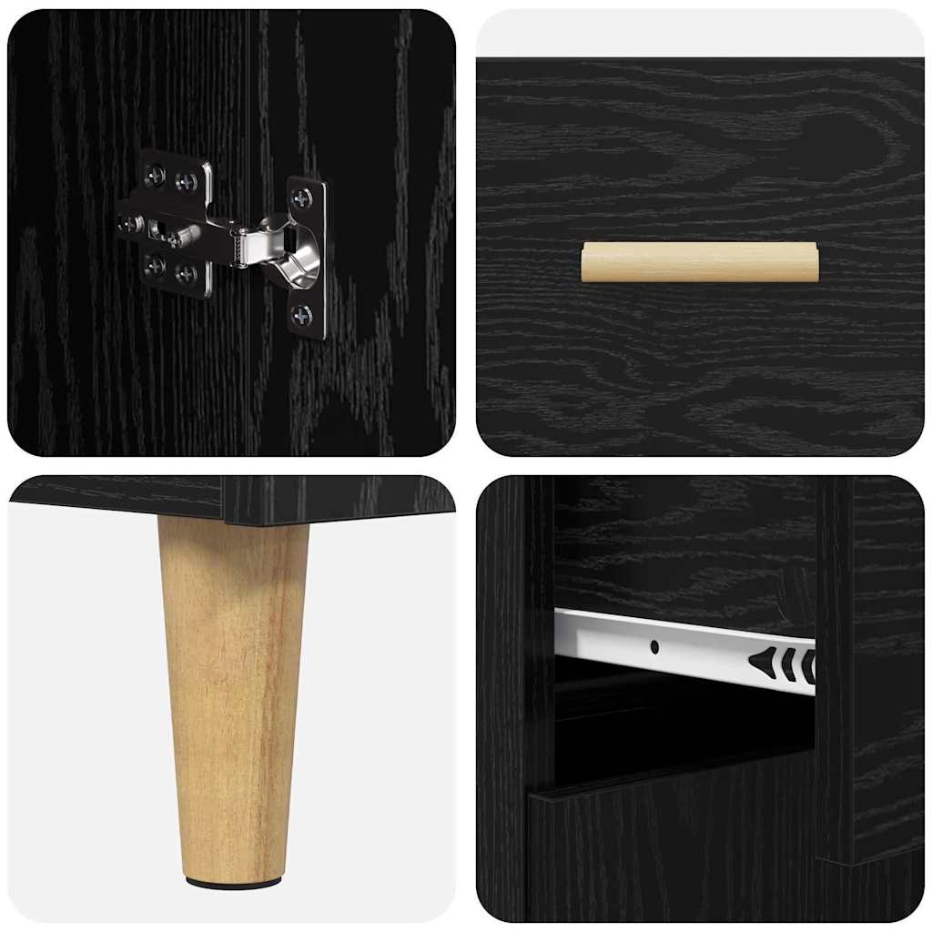 vidaXL Buffet haut noir aspect chêne 69,5 x 34 x 180 cm Bois d'ingénierie