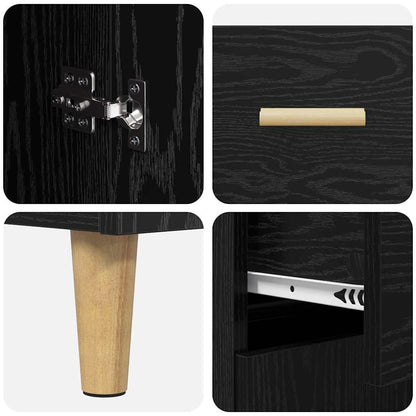 vidaXL Buffet haut noir aspect chêne 69,5 x 34 x 180 cm Bois d'ingénierie