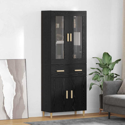 vidaXL Buffet haut noir aspect chêne 69,5 x 34 x 180 cm Bois d'ingénierie