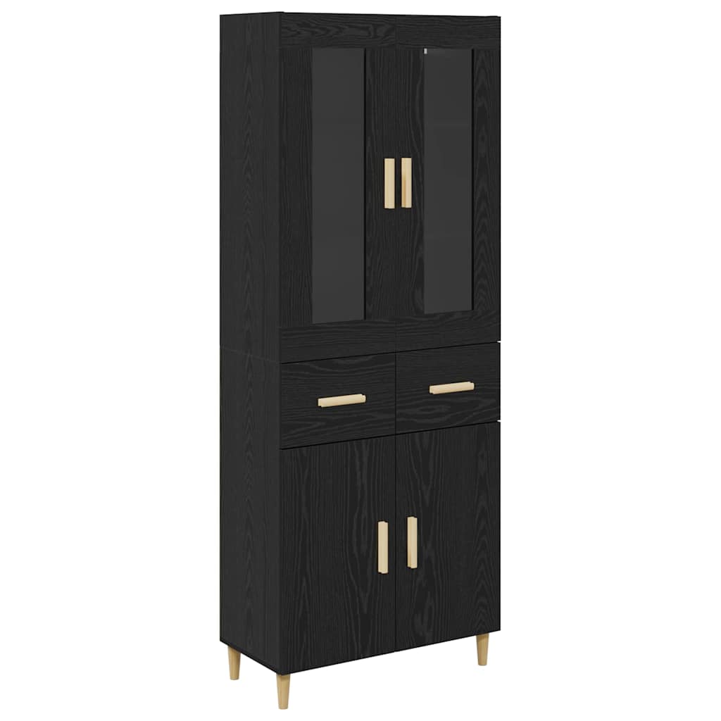 vidaXL Buffet haut noir aspect chêne 69,5 x 34 x 180 cm Bois d'ingénierie