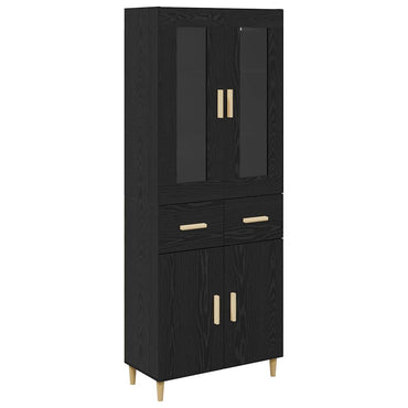 vidaXL Buffet haut noir aspect chêne 69,5 x 34 x 180 cm Bois d'ingénierie