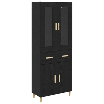 vidaXL Buffet haut noir aspect chêne 69,5 x 34 x 180 cm Bois d'ingénierie