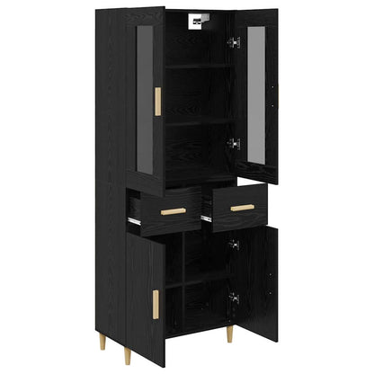 vidaXL Buffet haut noir aspect chêne 69,5 x 34 x 180 cm Bois d'ingénierie