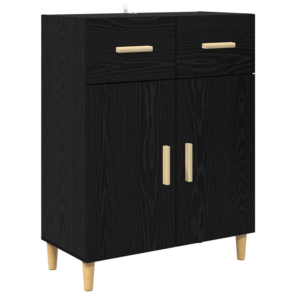 vidaXL Buffet haut noir aspect chêne 69,5 x 34 x 180 cm Bois d'ingénierie