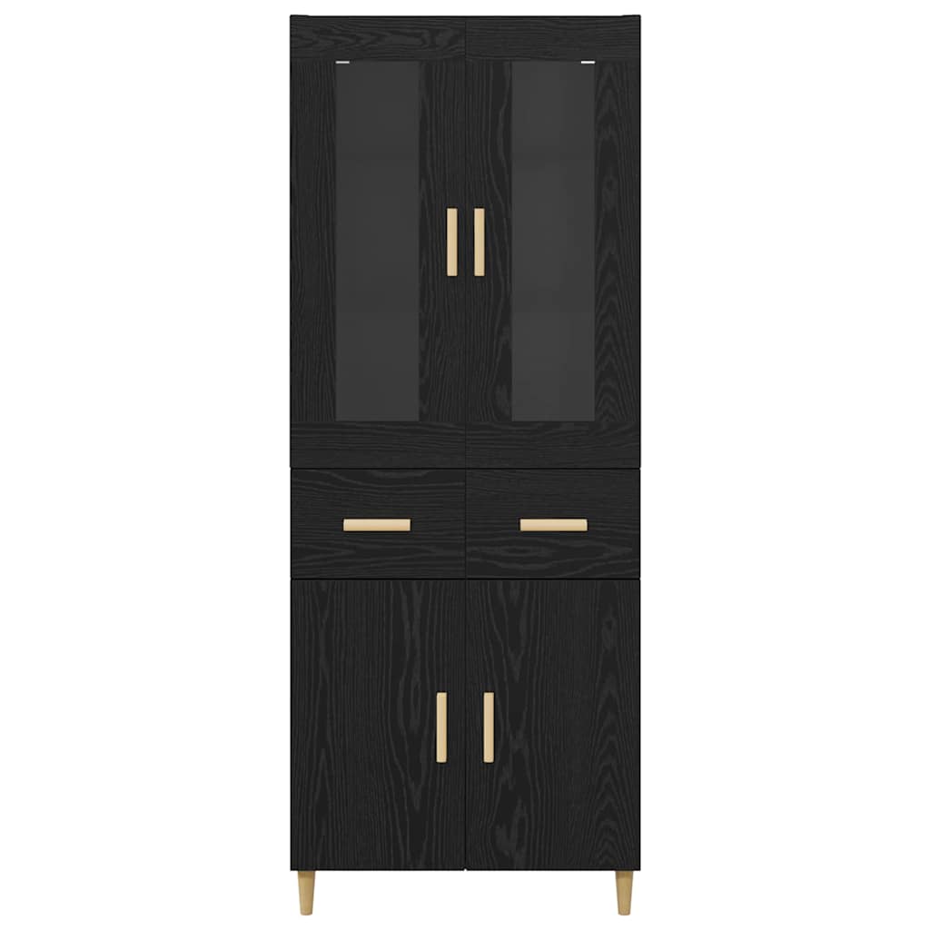 vidaXL Buffet haut noir aspect chêne 69,5 x 34 x 180 cm Bois d'ingénierie