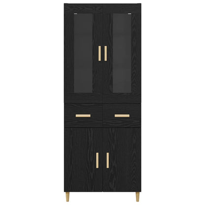 vidaXL Buffet haut noir aspect chêne 69,5 x 34 x 180 cm Bois d'ingénierie