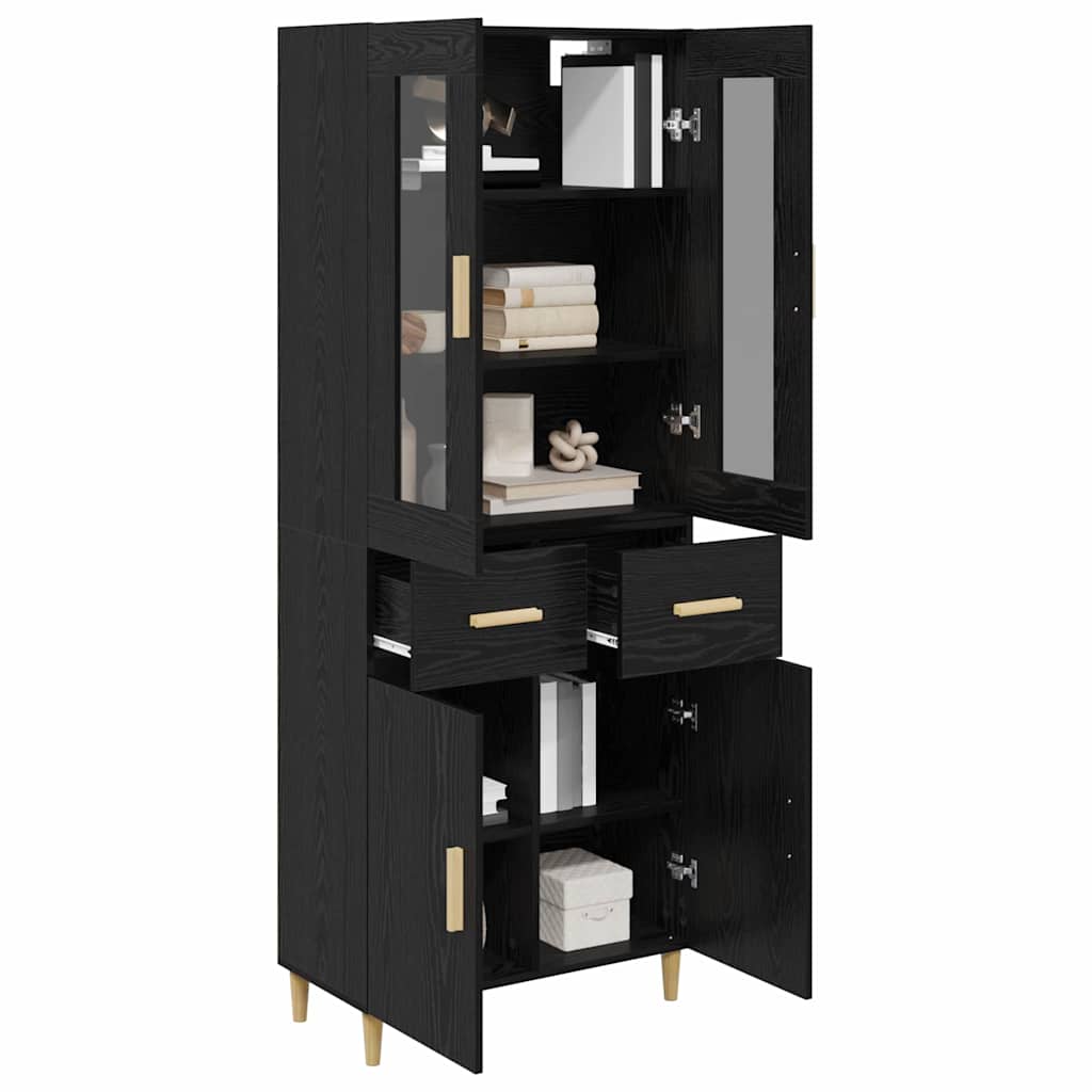 vidaXL Buffet haut noir aspect chêne 69,5 x 34 x 180 cm Bois d'ingénierie