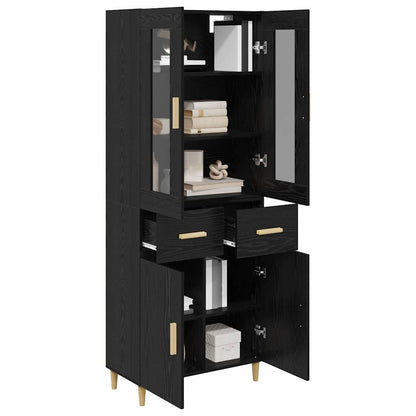 vidaXL Buffet haut noir aspect chêne 69,5 x 34 x 180 cm Bois d'ingénierie