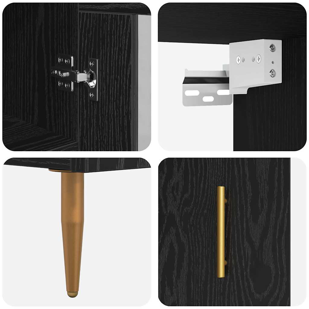 vidaXL Highboard 2 pcs Schwarz Eichen-Optik Holzwerkstoff