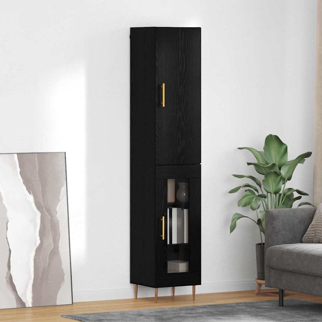 vidaXL Highboard 2 pcs Schwarz Eichen-Optik Holzwerkstoff