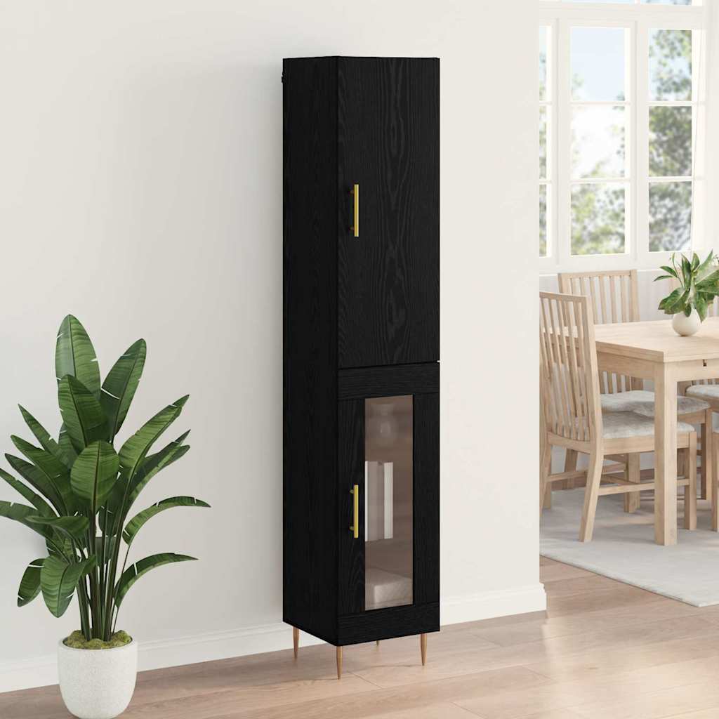 vidaXL Highboard 2 pcs Schwarz Eichen-Optik Holzwerkstoff