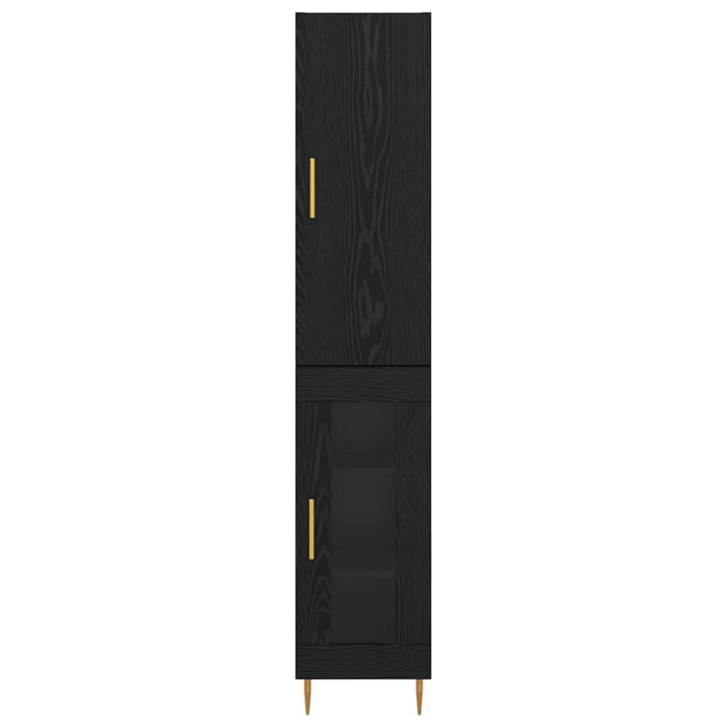 vidaXL Highboard 2 pcs Schwarz Eichen-Optik Holzwerkstoff