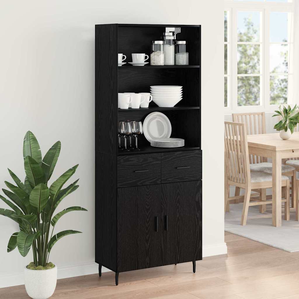 vidaXL Bahut haut noir aspect chêne 69,5 x 34 x 180 cm