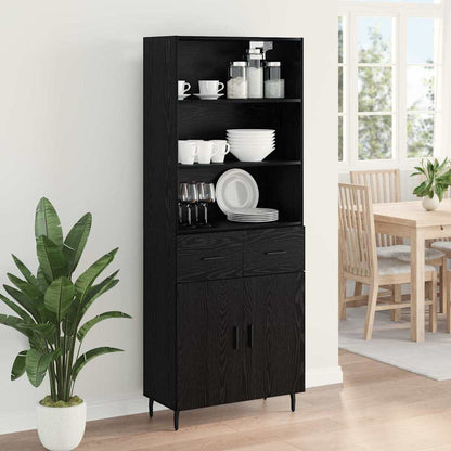 vidaXL Bahut haut noir aspect chêne 69,5 x 34 x 180 cm